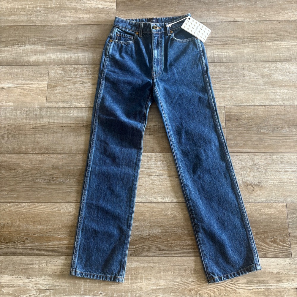 Khaite Abigail Jeans Women 24 Blue High Rise Straight Leg Cropped Denim NWT